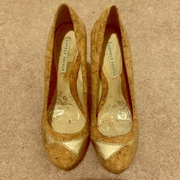Lovely People Shoes - Lovely People Like New Cork + Gold Heels